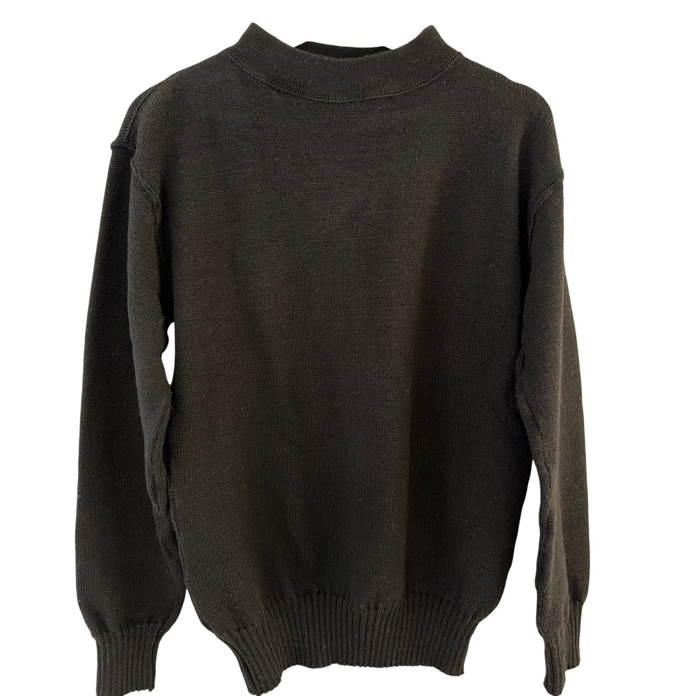 J. Peterman Mens Black 100% Wool Mock Neck Sweater Made in USA Size Medium